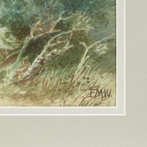 1284 - Edmund Wimperis, watercolour, horse drawn cart in landscape, signed with monogram, 12.5