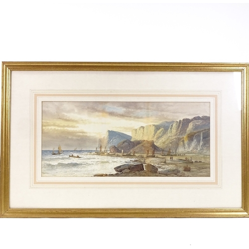 1285 - L Lewis, a pair of watercolours, shore scenes, signed and dated 1902, 9.5