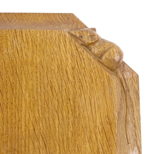 197 - Robert Mouseman Thompson, octagonal oak cheeseboard with concave surround, 19cm across