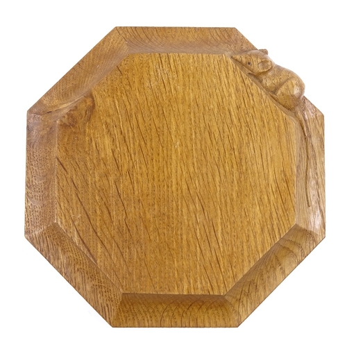 197 - Robert Mouseman Thompson, octagonal oak cheeseboard with concave surround, 19cm across