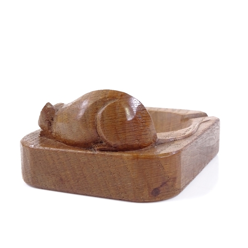 204 - Robert Mouseman Thompson, oak ashtray, length 10cm