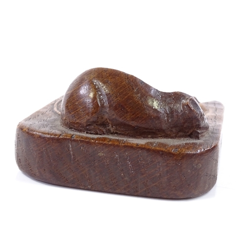 205 - Robert Mouseman Thompson, oak ashtray, mid-20th century, length 10cm