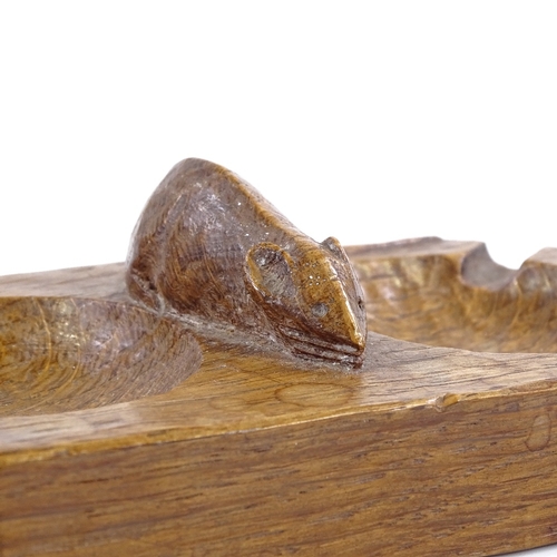 207 - Robert Mouseman Thompson, oak 2-section ashtray, mid-20th century, length 15cm