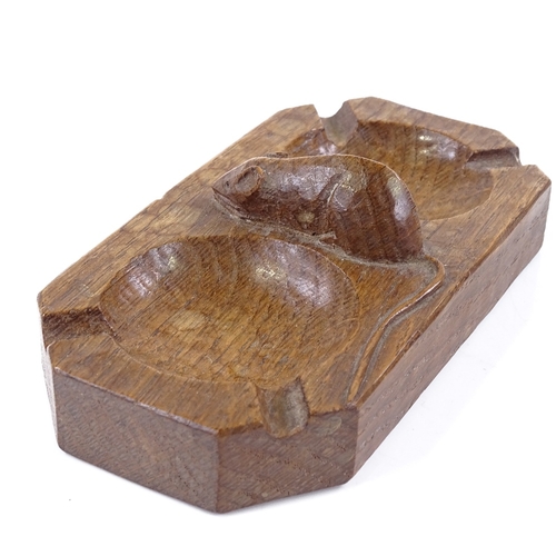 207 - Robert Mouseman Thompson, oak 2-section ashtray, mid-20th century, length 15cm