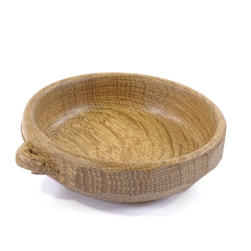 210 - Robert Mouseman Thompson, small circular oak bowl, diameter 15cm