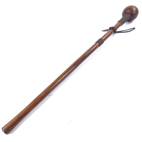 215 - A Zulu hardwood knobkerry with wire-bound handle, length 76cm