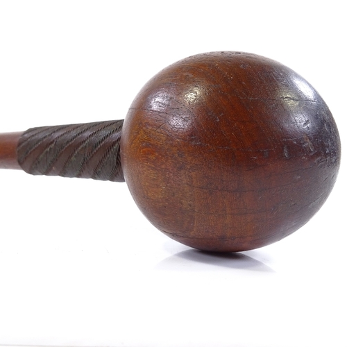 215 - A Zulu hardwood knobkerry with wire-bound handle, length 76cm