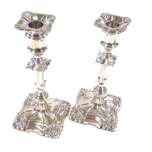 684 - A pair of Victorian silver candlesticks, with removable fittings, by Martin, Hall & Co, hallmarks Lo... 