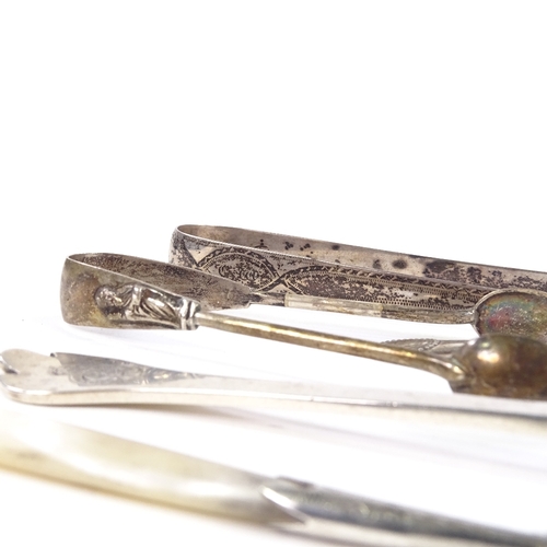 686 - Various silver flatware, including Trefid spoon by William Comyns, Georgian caddy spoon by John Bett... 