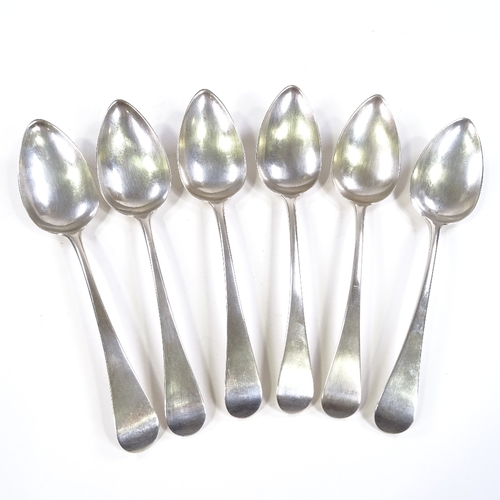 699 - A set of 6 George III silver Old English pattern dinner spoons, by William Eley and William Fearn, h... 