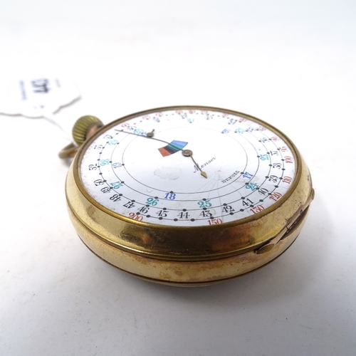 443 - A rare French gold plated Mensor Double-Dial patent Tachymeter/Chronograph Speed Indicator open-face... 