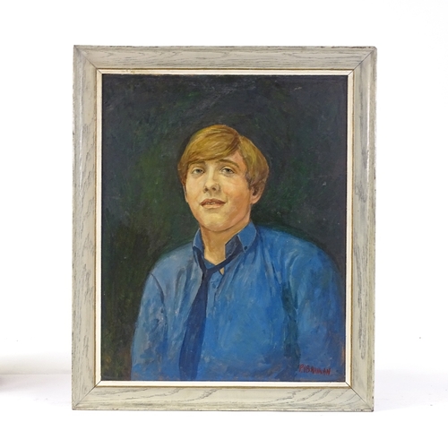 1266 - Hazel Dunlop, oil on board, portrait of a boy, 16