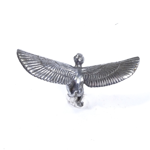 29 - Charles Paillet, Art Deco chrome-plate bronze Icarus design car mascot, circa 1920, lacking original... 