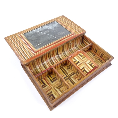 84 - A Napoleonic prisoner of war straw-work box in the form of a book, original mirror inside the lid, l... 