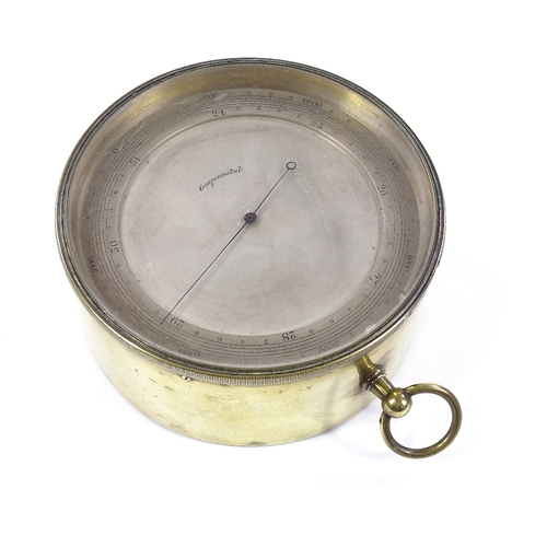 89 - A Victorian brass drum-cased barometer with silvered dial, diameter 12cm, and an unusual Middle East... 