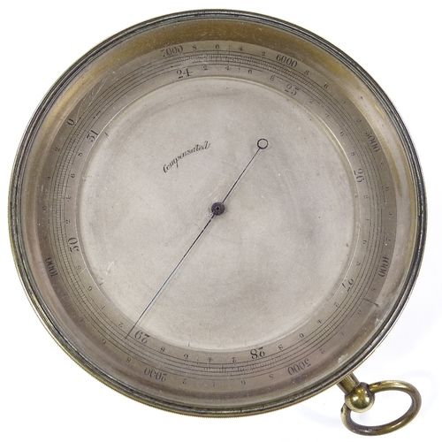 89 - A Victorian brass drum-cased barometer with silvered dial, diameter 12cm, and an unusual Middle East... 