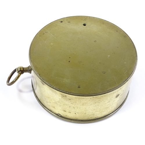 89 - A Victorian brass drum-cased barometer with silvered dial, diameter 12cm, and an unusual Middle East... 