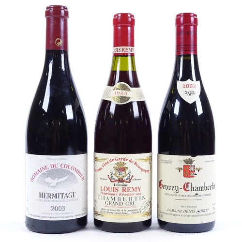 111 - 3 Bottles of French Red Wine, Domaine Denis Mortet Gevry Chambertin 2002, Domaine Louis Remy Chamber... 