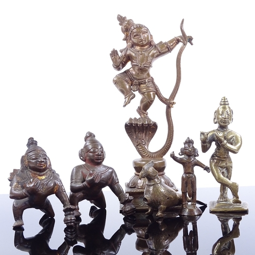 124 - 7 various Indian bronze deities and animals, largest height 18cm