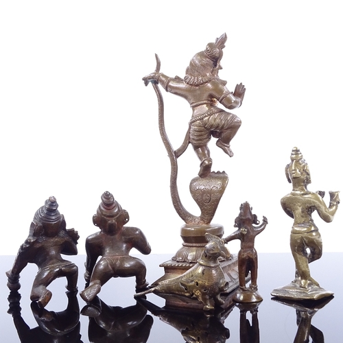 124 - 7 various Indian bronze deities and animals, largest height 18cm