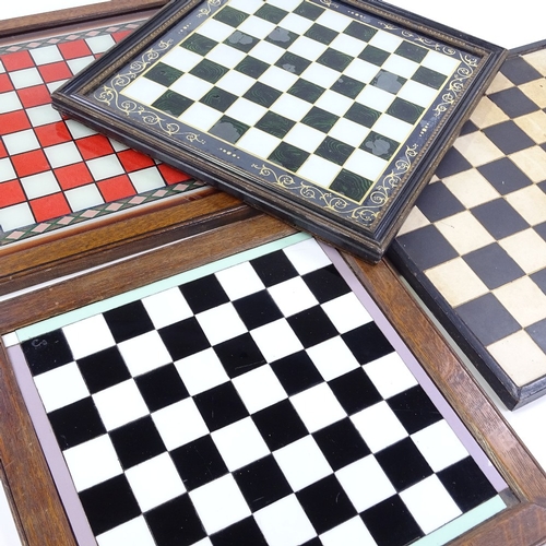 131 - 4 various late 19th century folk art chess boards, width 41cm (4)