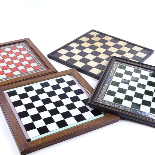 131 - 4 various late 19th century folk art chess boards, width 41cm (4)