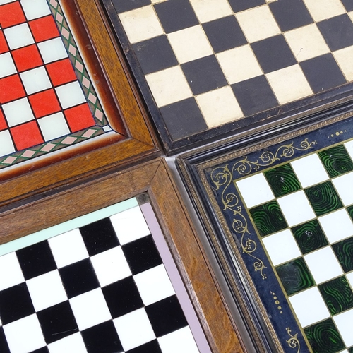 131 - 4 various late 19th century folk art chess boards, width 41cm (4)