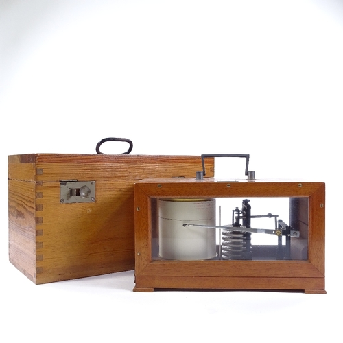 194 - A German Second War Period walnut-cased barograph with inset metal plaque, serial no. 212N/G, length... 