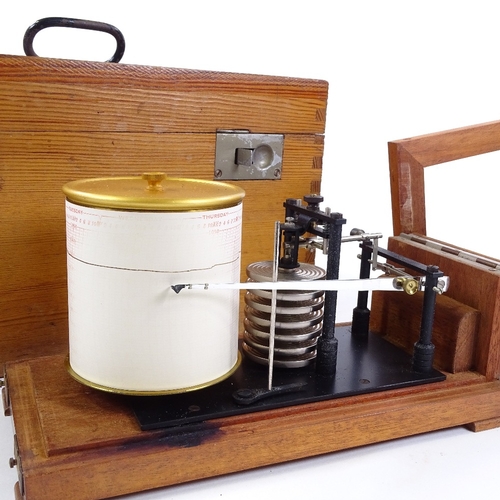 194 - A German Second War Period walnut-cased barograph with inset metal plaque, serial no. 212N/G, length... 