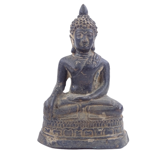 205 - An Oriental patinated bronze seated Buddha, height 13cm, provenance: local deceased estate