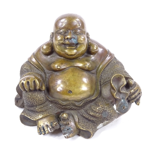 212 - A Chinese bronze seated Buddha, modern, width 15cm