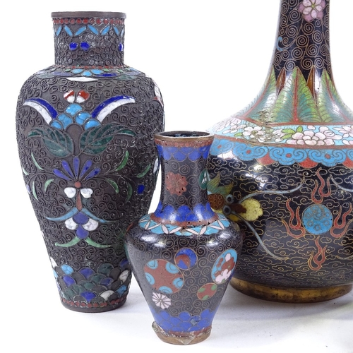 213 - 5 pieces of Oriental cloisonne enamel, vases height 19cm