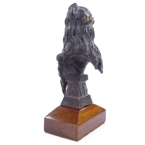 226 - E Villanis, patinated bronze bust of Carmela, on wood plinth, height 25cm