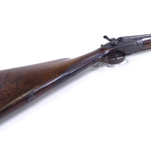 241 - An Antique double-barrelled percussion shotgun, lock stamped William Powell, barrel stamped Aubrey L... 