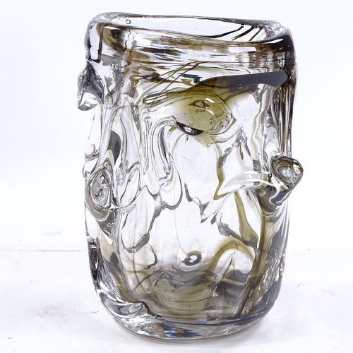 248 - A large Murano free-form streaky glass vase, height 24cm, diameter 16cm