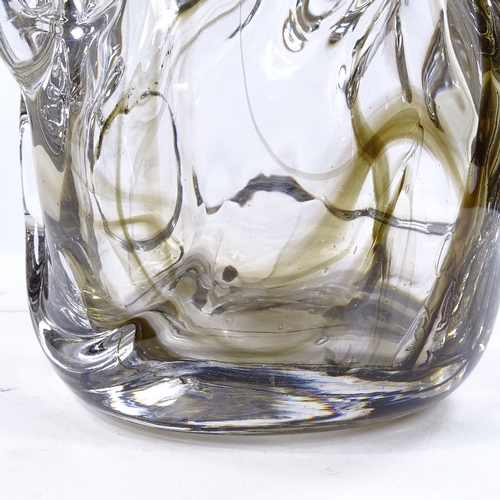 248 - A large Murano free-form streaky glass vase, height 24cm, diameter 16cm