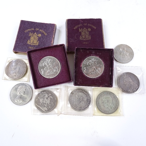 269 - A group of silver crowns and commemorative coins