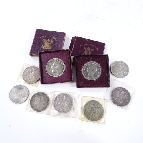 269 - A group of silver crowns and commemorative coins