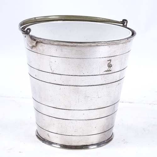 270 - A Mappin & Webb electroplate swing-handled ice bucket with ceramic liner, height 13cm