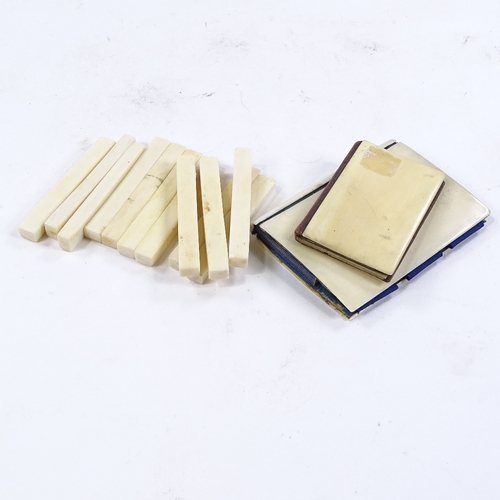 277 - 2 Victorian pocket notecases with ivory covers, largest 10.5cm, and a group of early 20th century iv... 