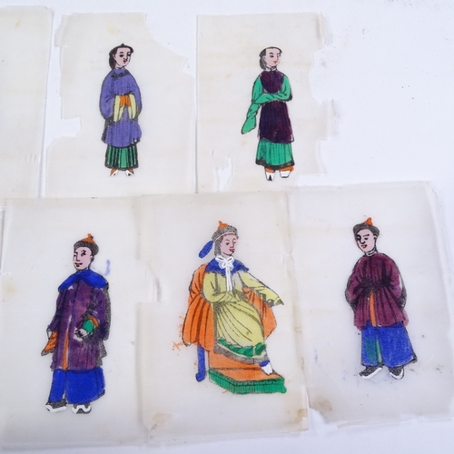 278 - A group of 9 miniature Chinese watercolours on rice paper, 11cm x 7cm