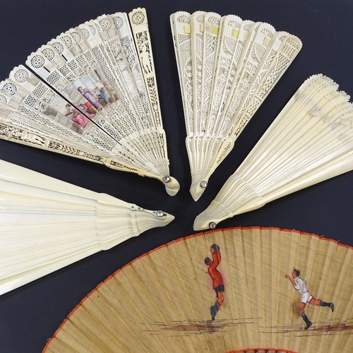 284 - A group of Antique fans, including 4 Brise bone and ivory fans, and some spares