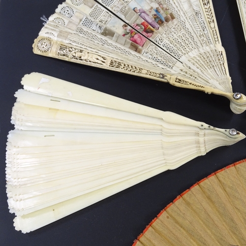 284 - A group of Antique fans, including 4 Brise bone and ivory fans, and some spares