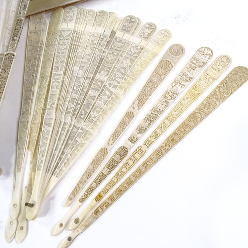 287 - An 18th century Chinese carved ivory fan, and an incomplete 18th century Chinese ivory fan with some... 