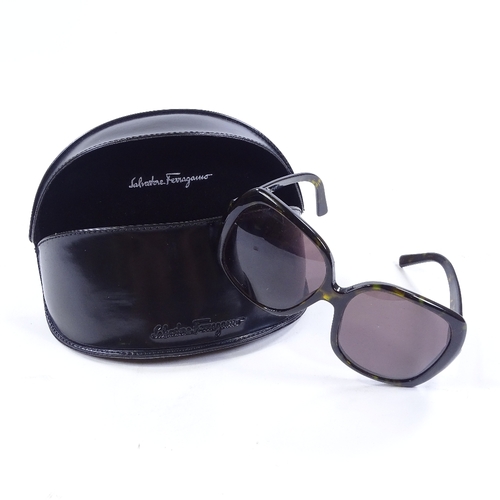 294 - Salvatore Ferragamo, pair of tortoiseshell effect sunglasses, original case