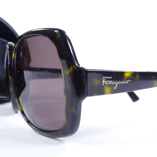 294 - Salvatore Ferragamo, pair of tortoiseshell effect sunglasses, original case