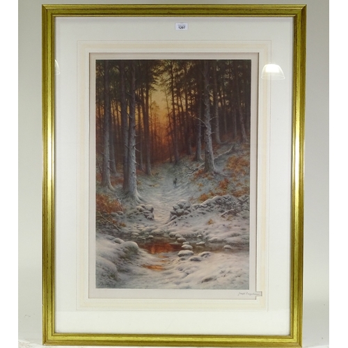 1207 - Joseph Farquharson, colour print, winter woodland scene, signed in pencil, image 28