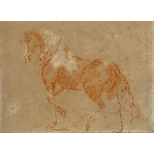 1210 - 17th century Old Master, sanguine chalk on paper, study of a horse, unsigned, bears the stamp of The... 