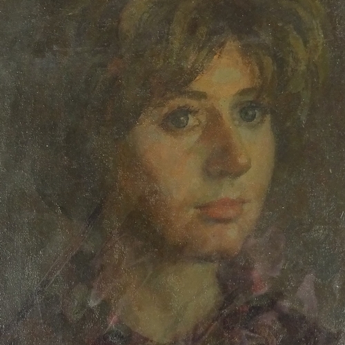 1215 - Ronald Benham, unstretched oil on canvas, portrait of a woman, signed and dated 1964, image 12