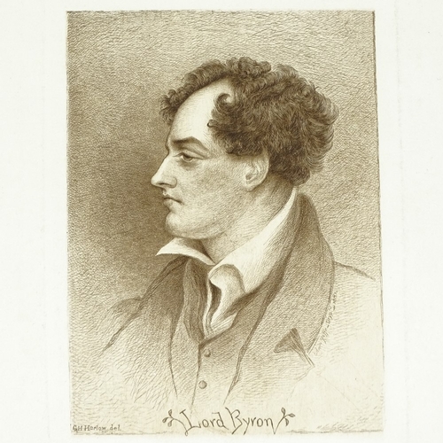 1217 - George Henry Harlow (1787 - 1819), rare proof etching, portrait of Lord Byron, image 4.5